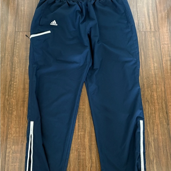 Adidas Men’s Dark Blue Joggers with White Stripes Side Pockets Zippers Size 2XL - Picture 1 of 5